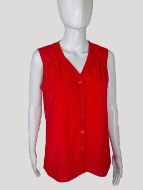 Spense Coral Button Up Sleeveless Blouse